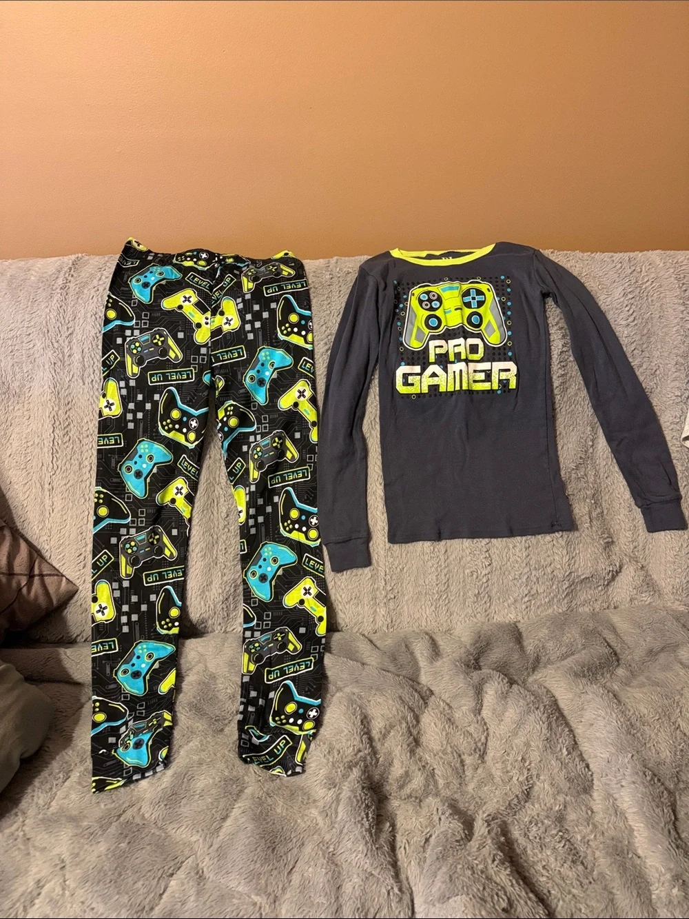 The Children's Place Kids Pro Gamer Pajama Set - Navy, Neon Yellow, Teal